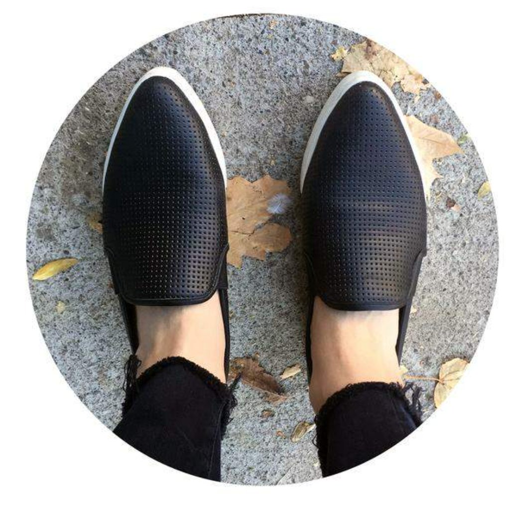 Nib Vince Pierce Perforated Leather Slip On Sneakers In Black Size 5,6,7,8,8.5,9
